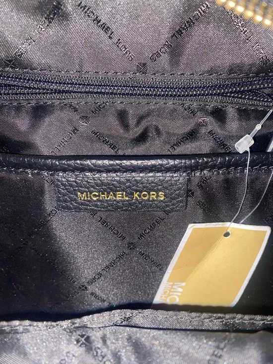 Michael Kors Abbey Black Backpack with Red Floral Print - Picture 3 of 4